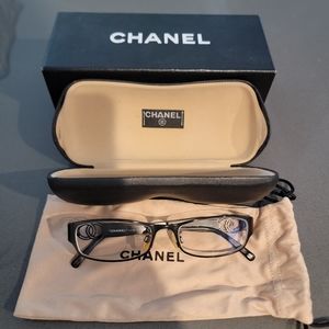 Chanel Black Metal Frame Eyeglasses Women's